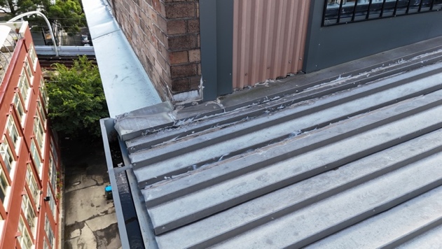 Previous silicone repairs on flashings
